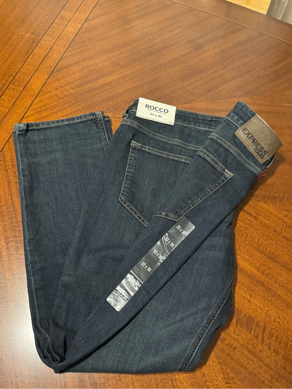 Express Men's Rocco Slim Straight Dark Blue Jeans